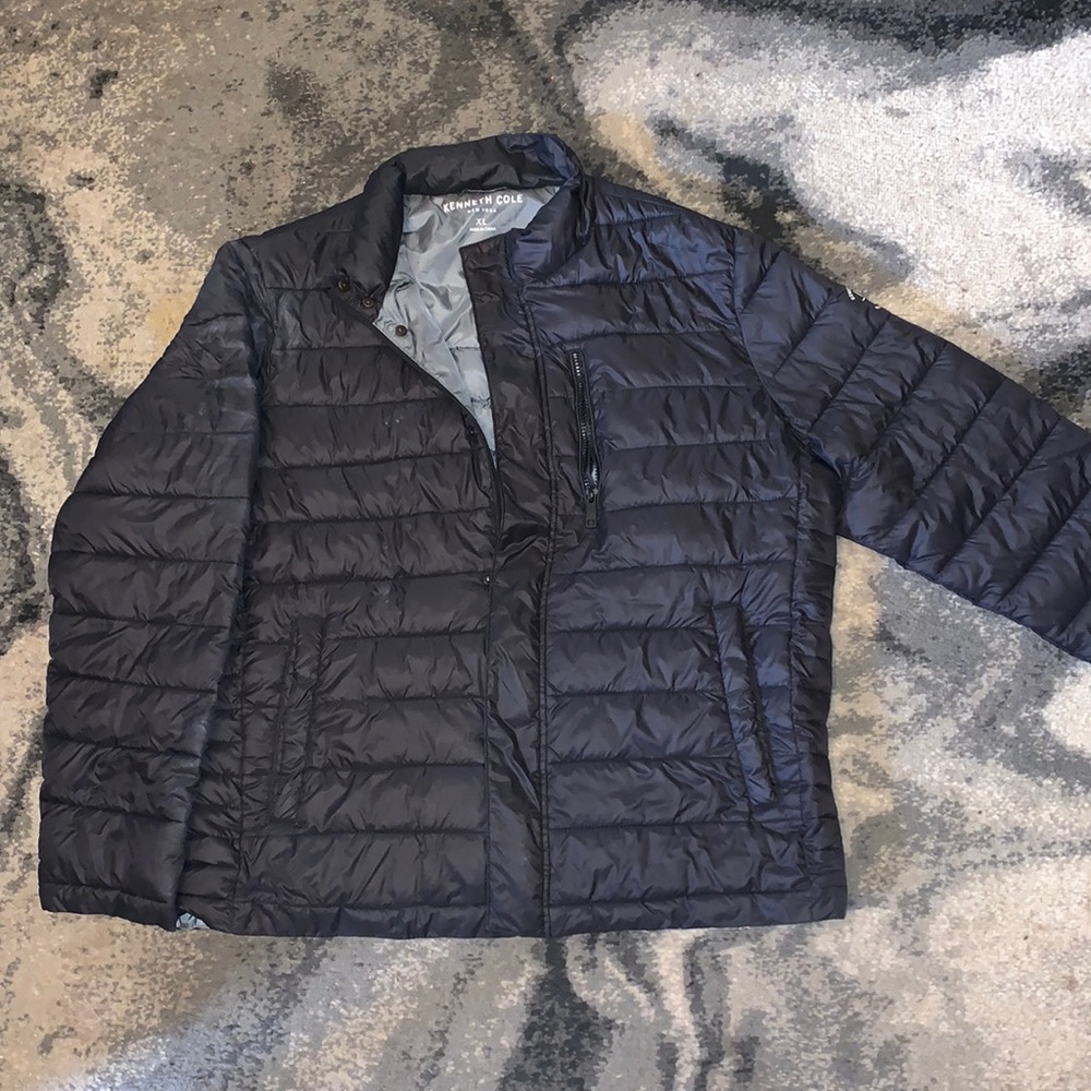 NWOT men’s black Kenneth Cole NY asymmetrical Down Moto Jacket